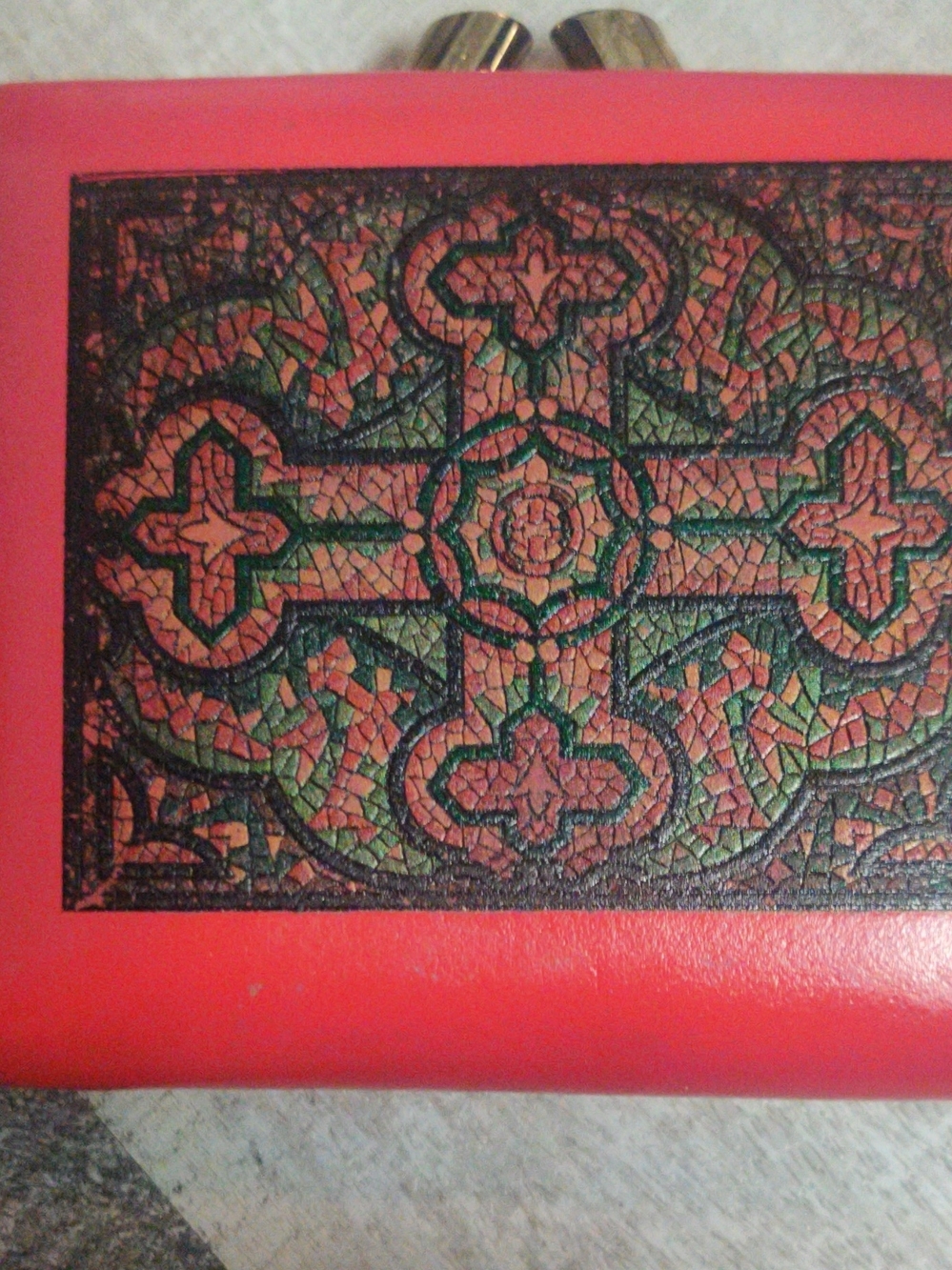 Vintage Red Mosaic Patterned Wallet